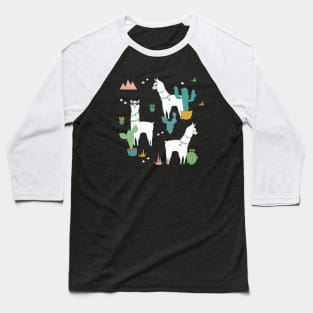 Summer Llama Pattern Baseball T-Shirt
